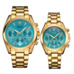 Couple Chronograph Quartz Watch Set - Three-Eye Multifunction Dial, Alloy Bracelet, Waterproof Analog Timepiece for Him & Her - Image 6