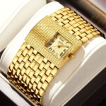 Women Luxury Rectangular Quartz Watch-Roman Numeral Dial 10m Water Resistant Alloy Bracelet Elegant Vintage Daily Use