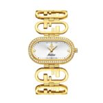 Women's Oval Quartz Watch - Gold-Tone Diamond-Accent Alloy Case, 30M Waterproof Analog Timepiece for Daily Wear & Gift - Image 6