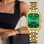Orimart Square Dial Women's Quartz Watch Elegant Jewelry Clasp Alloy Case 10M Water Resistant