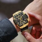 Men's Barrel-Shaped Quartz Watch - Luminous Dial , Waterproof Analog Timepiece for Daily Wear