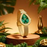 Orimart Luxury Water Drop Shaped Women's Quartz Watch Pointer Diamond Inlay Alloy Mesh Band Calendar Date 30M Water Resistant - Image 4