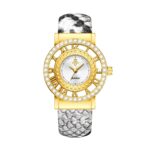 Women's Hollow Dial Quartz Watch - Snake-Pattern Alloy Strap, Diamond-Accent Bracelet Style, Waterproof Analog Timepiece - Image 4