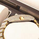 Women's Square Quartz Watch - Diamond-Accent Dial, Gold-Tone Alloy Case, Waterproof Analog Timepiece for Daily Wear