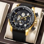 Orimart Hollow Design Men's Automatic Watch Sports Fashion Stainless Steel Silicone Strap 10M Water Resistant European Style - Image 2