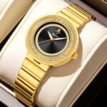 Women's 9mm Ultra-Thin Quartz Watch Gold-Tone Diamond-Accent Alloy Case Fashion Elegant 10m Water Resistant Analog Timepiece - Image 4