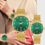 Luxury Women's Couple Quartz Watch Set 41MM Stainless Steel Mesh Band Calendar Date Display Waterproof Pointer Dial Her Him - Image 6