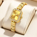 Women's Luxury Rectangular Quartz Acrylic Watch 10M Waterproof Pointer Dial Diamond-Encrusted Timepiece - Image 6