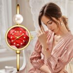 Women's Pearl-Dial Quartz Watch - Eco-Friendly Alloy Bracelet, Elegant Waterproof Analog Timepiece for Daily Wear