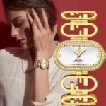 Women's Oval Quartz Watch - Gold-Tone Diamond-Accent Alloy Case, 30M Waterproof Analog Timepiece for Daily Wear & Gift