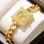 Women's Square Chain Quartz Watch - Diamond-Accent Dial, 10M Waterproof Analog Timepiece for Daily Wear - Image 5