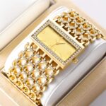 Women's Diamond-Accent Gold-Tone Quartz Watch - Crystal Inlay Alloy Bracelet, Elegant Analog Wristwatch for Daily Wear & Gift - Image 7