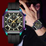 Men's Multifunctional Sports Quartz Watch - Silicone Strap & Alloy Case, Waterproof Analog Timepiece for Daily Wear