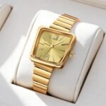 Women's Square Quartz Watch - Eco-Friendly Alloy Strap, Minimalist Dial & Crystal Accent, 10M Waterproof Analog Timepiece