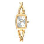 Women's Square Quartz Watch-28mm Dial 9mm Ultra-Thin Alloy Gold-Tone Case Casual Analog Bracelet for Daily Wear - Image 2