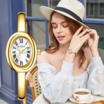 Orimart Women's Fashion Daily Oval Quartz Watch Alloy Bracelet Small Dial Roman Numerals High-End Elegant Water Resistant to 10m