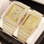 Women's Square Quartz Watch - Diamond-Accent Dial, Gold-Tone Alloy Case, Waterproof Analog Timepiece for Daily Wear - Image 4