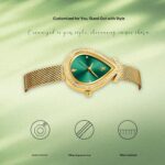 Orimart Luxury Water Drop Shaped Women's Quartz Watch Pointer Diamond Inlay Alloy Mesh Band Calendar Date 30M Water Resistant - Image 2