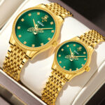 Couple Quartz Watch Set with Calendar - Exquisite Small Dial, Alloy Bracelet, Elegant Analog Timepiece for Him & Her - Image 5