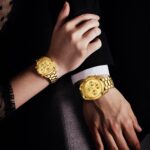 Couple Chronograph Quartz Watch Set - Three-Eye Multifunction Dial, Alloy Bracelet, Waterproof Analog Timepiece for Him & Her