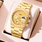 Orimart Men's Light Luxury Business Quartz Watch Stainless Steel Pointer Dial Moon Phase 46mm 30M Water Resistant - Image 2