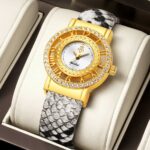 Women's Hollow Dial Quartz Watch - Snake-Pattern Alloy Strap, Diamond-Accent Bracelet Style, Waterproof Analog Timepiece - Image 7